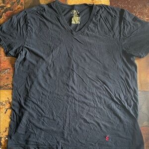 Polo by Ralph Lauren Navy V-Neck T-Shirt with Red Pony